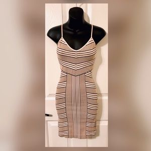BCBG peach and black bodycon dress